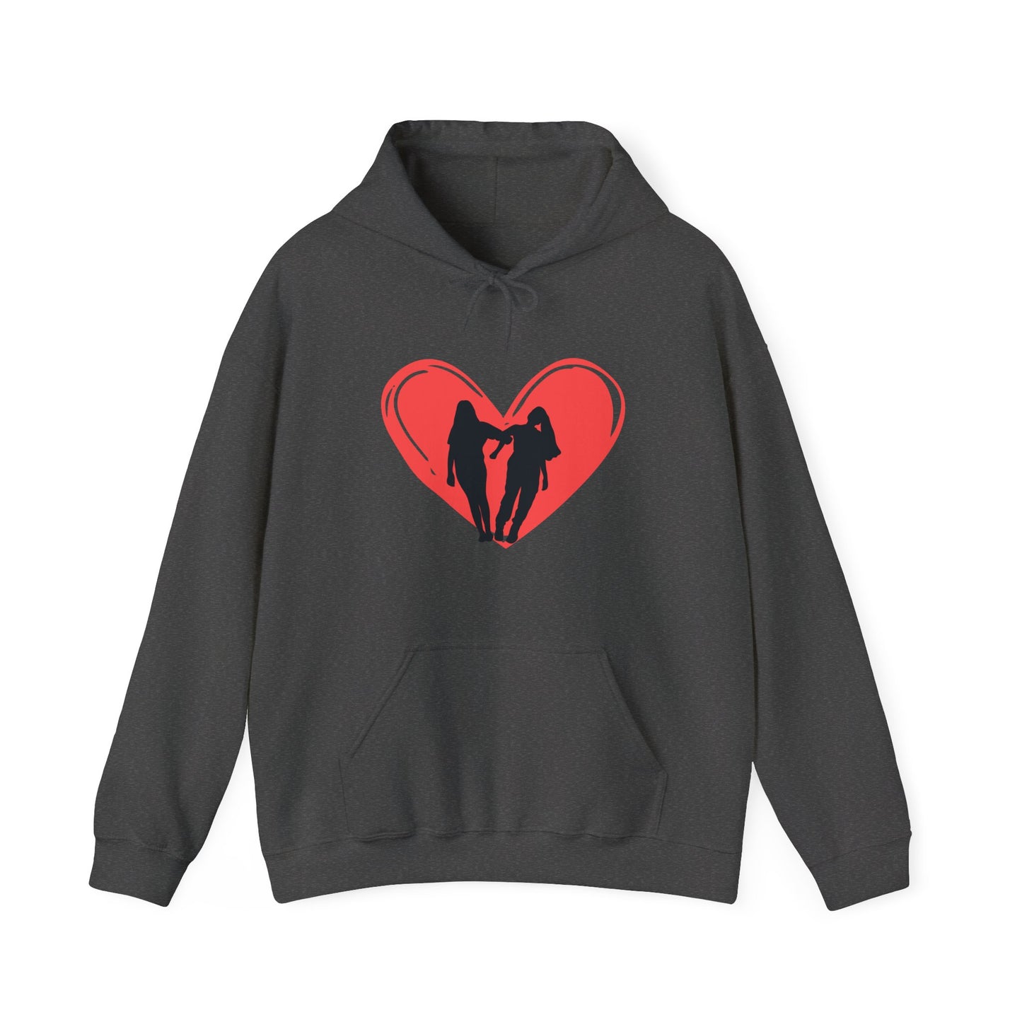 Friendship Hoodie - Unisex Heavy Blend™ Hooded Sweatshirt with Heart and Two Friends Design