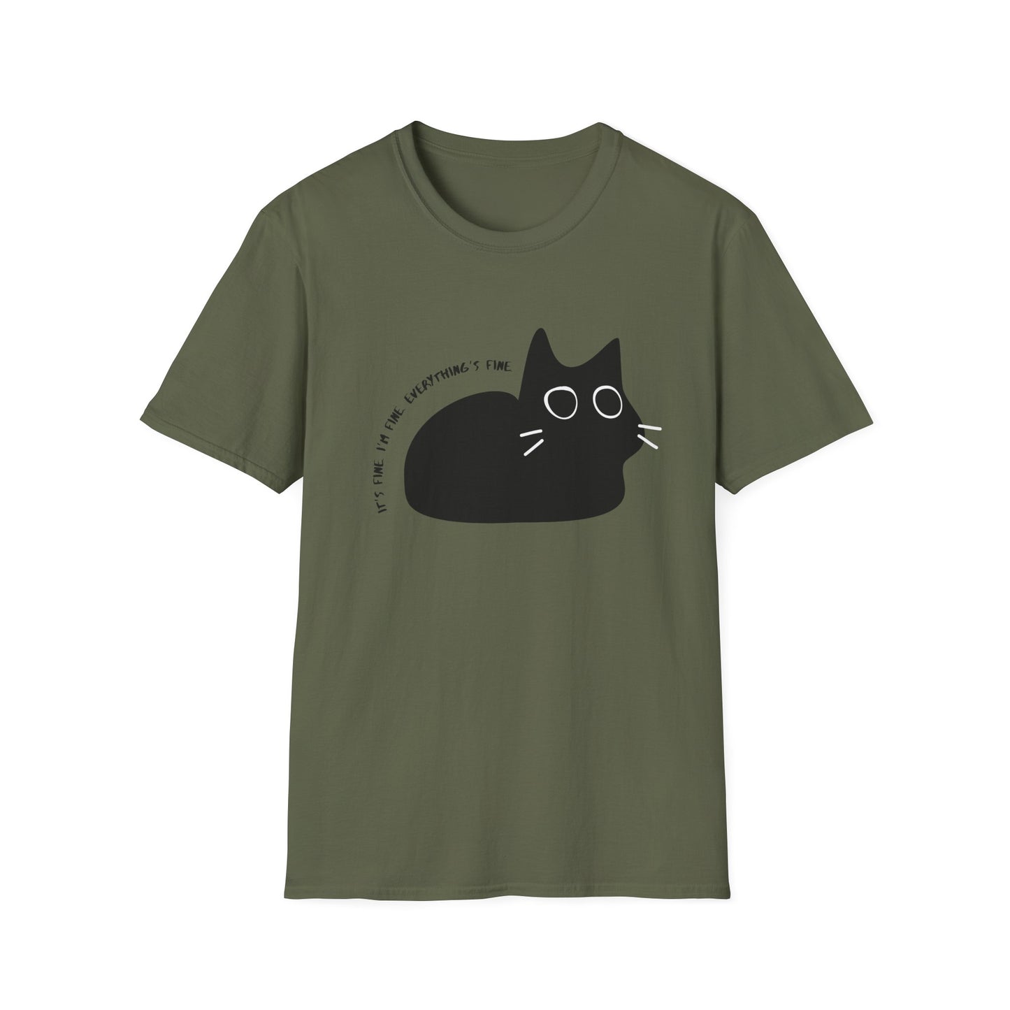 It's Fine. I'm Fine. Everything is Fine Wide-Eyed Cat T-Shirt