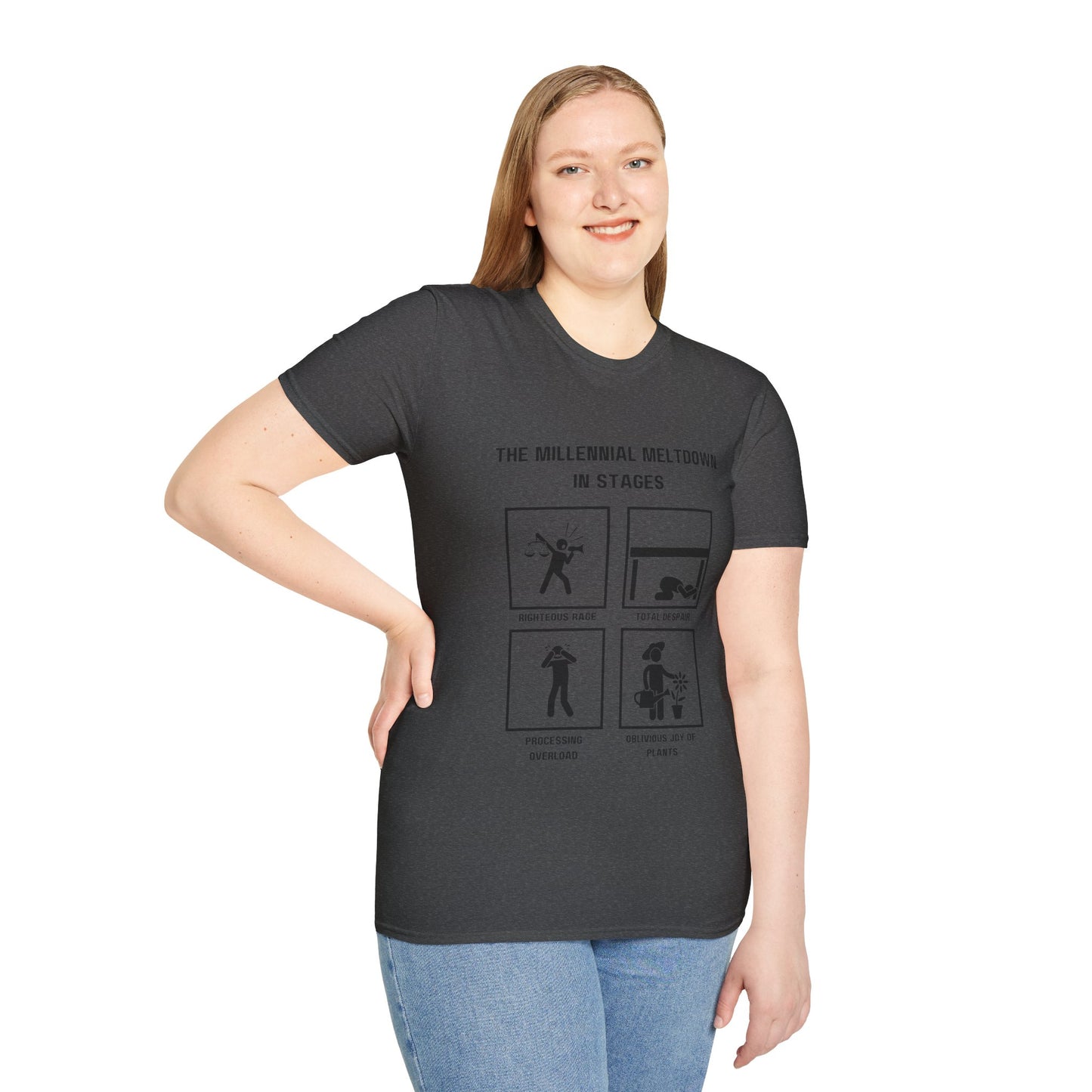 Millennial Meltdown in Stages - Funny Graphic Tee for Casual Wear