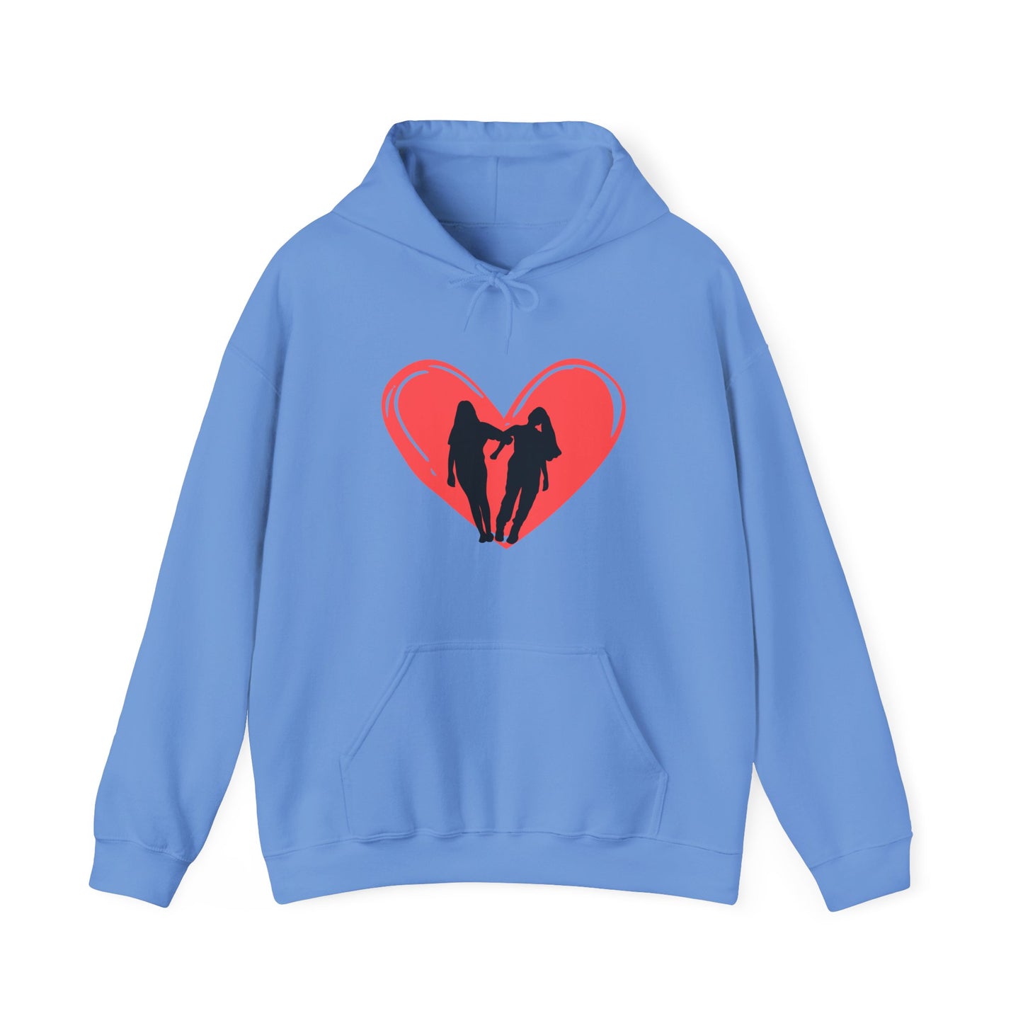 Friendship Hoodie - Unisex Heavy Blend™ Hooded Sweatshirt with Heart and Two Friends Design