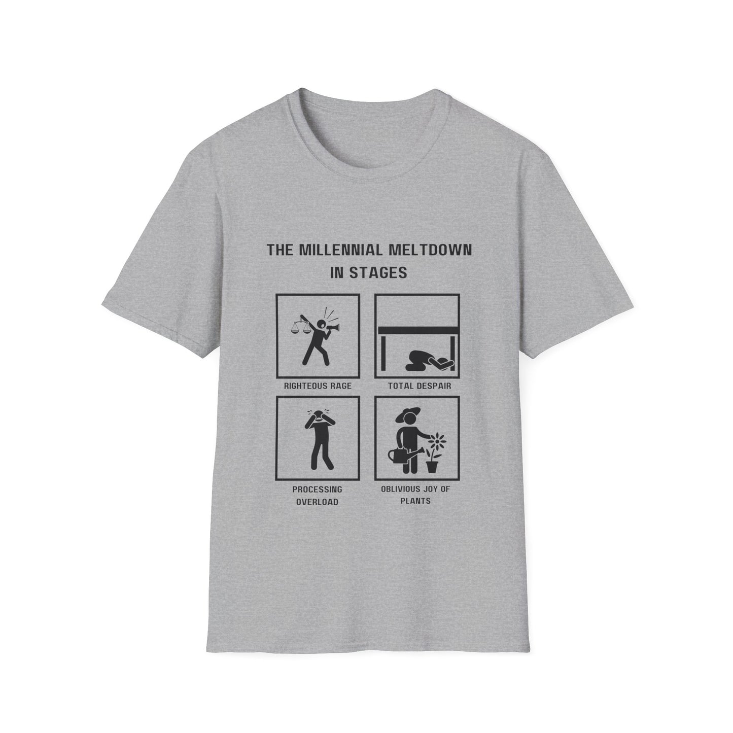 Millennial Meltdown in Stages - Funny Graphic Tee for Casual Wear