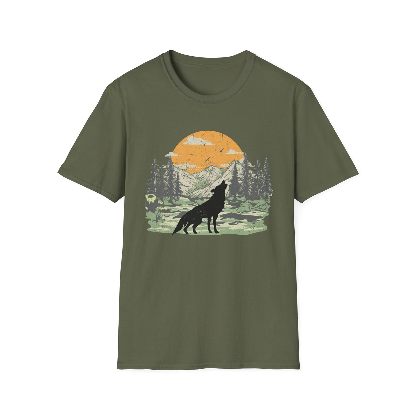 Howling Wolf at the Moon Majestic T-Shirt