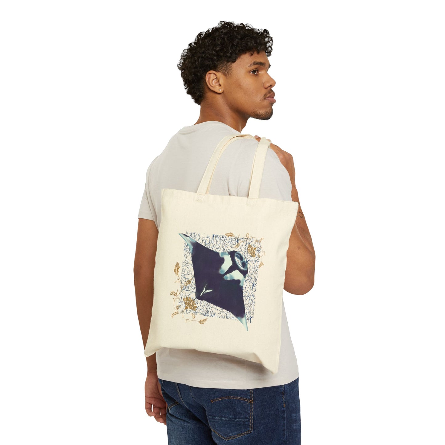 Canvas Tote Bag -  Manta Ray Design