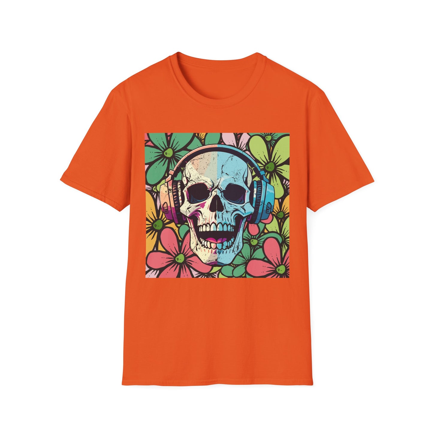 Skull of Rock Unisex T-Shirt Floral Background