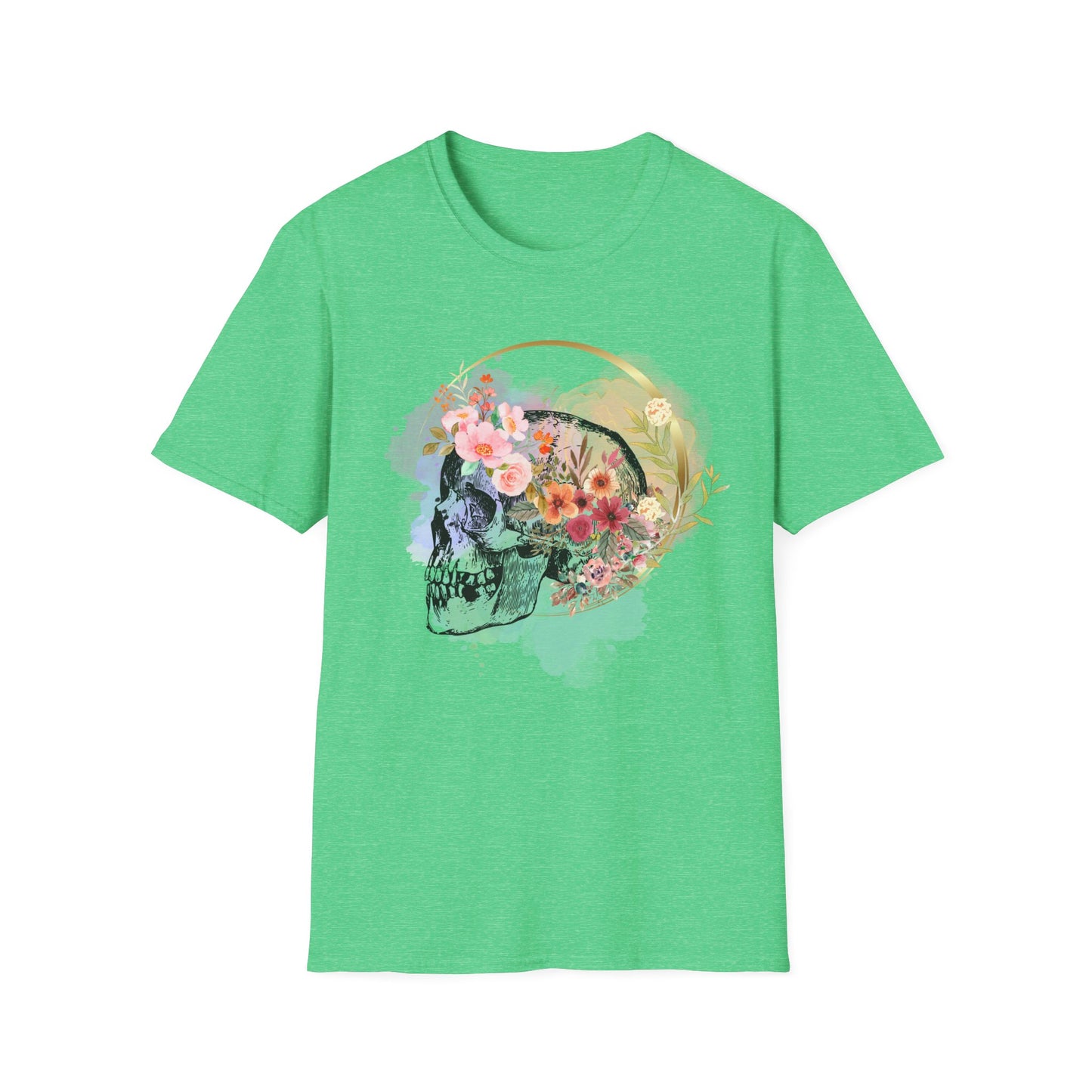 Artistic Skull with Flower Crown T-Shirt