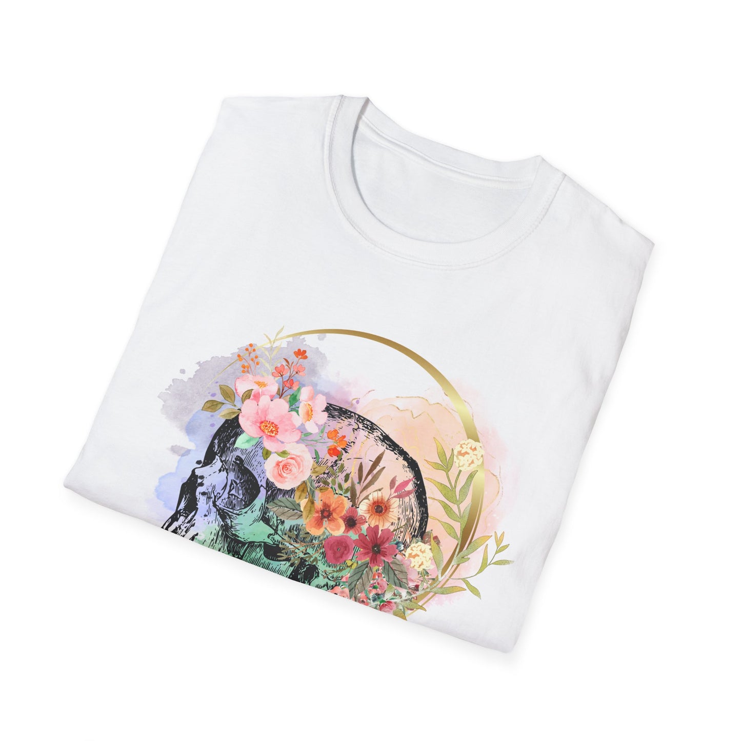 Artistic Skull with Flower Crown T-Shirt