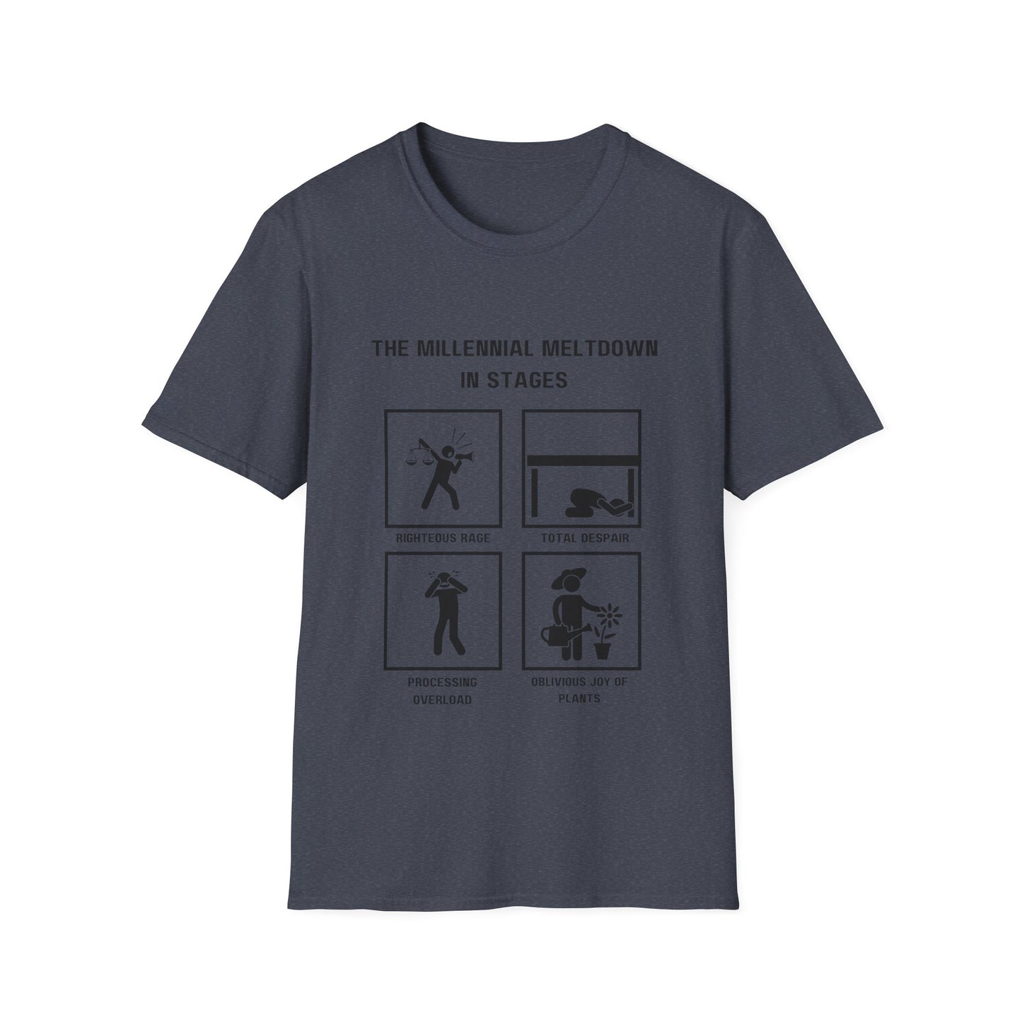 Millennial Meltdown in Stages - Funny Graphic Tee for Casual Wear