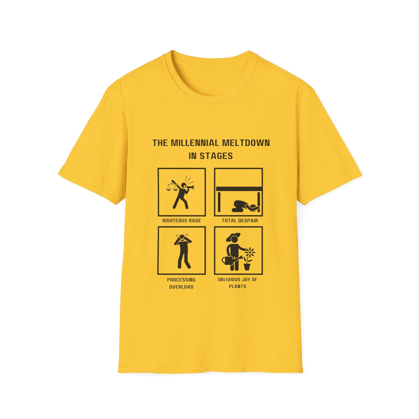 Millennial Meltdown in Stages - Funny Graphic Tee for Casual Wear