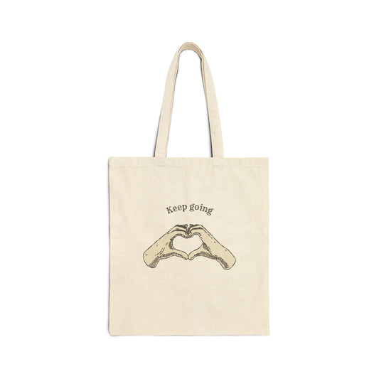 "Keep Going" Hand Heart Design Tote Bag