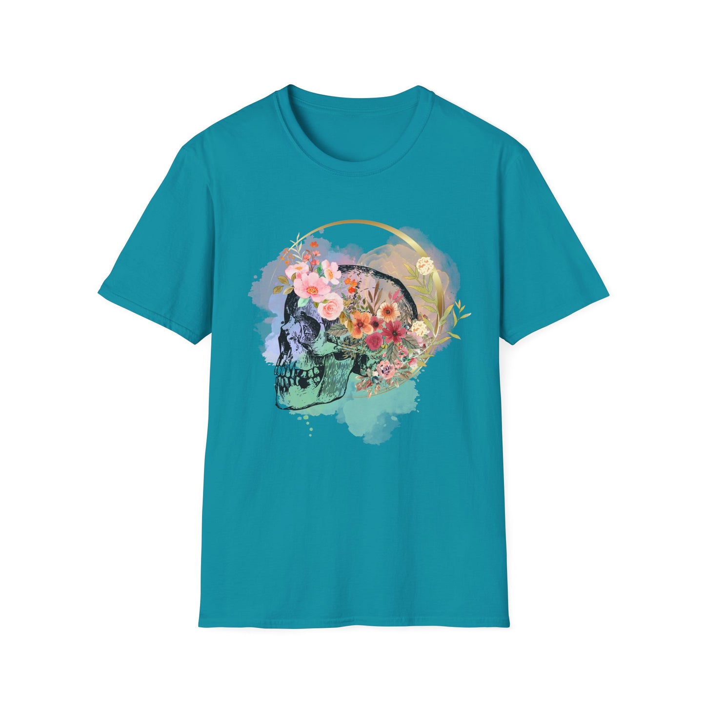 Artistic Skull with Flower Crown T-Shirt