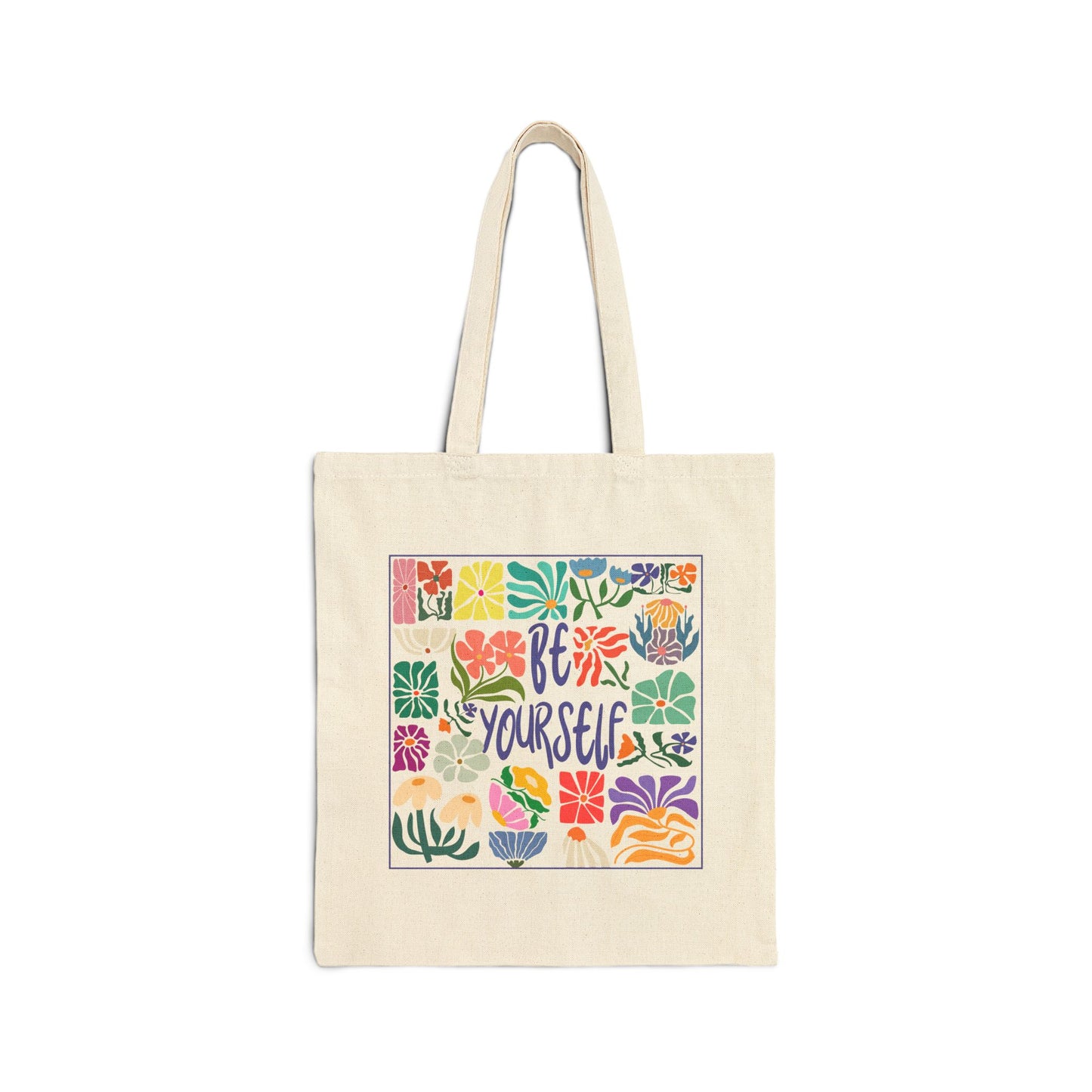 Floral Tote Bag with 'Be Yourself'