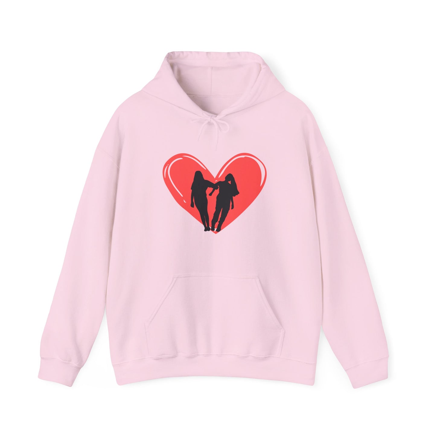 Friendship Hoodie - Unisex Heavy Blend™ Hooded Sweatshirt with Heart and Two Friends Design