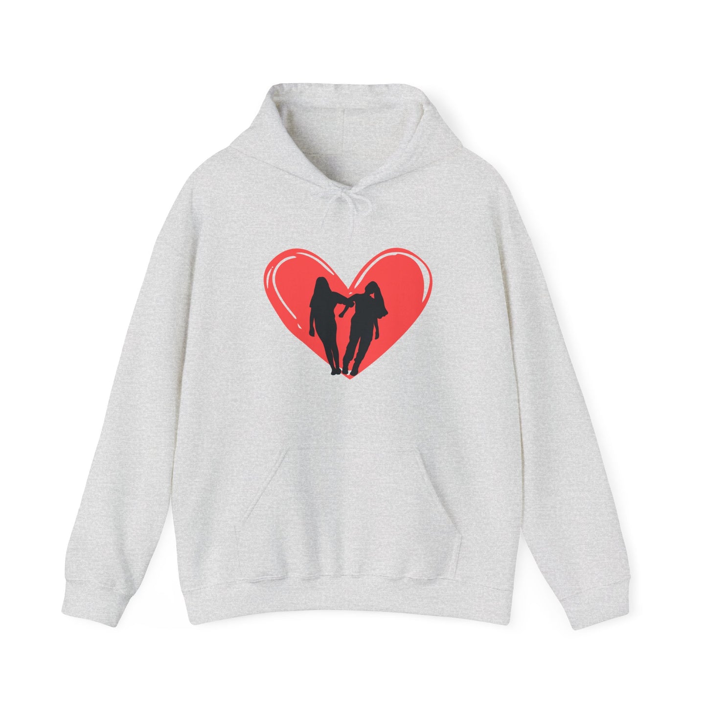 Friendship Hoodie - Unisex Heavy Blend™ Hooded Sweatshirt with Heart and Two Friends Design