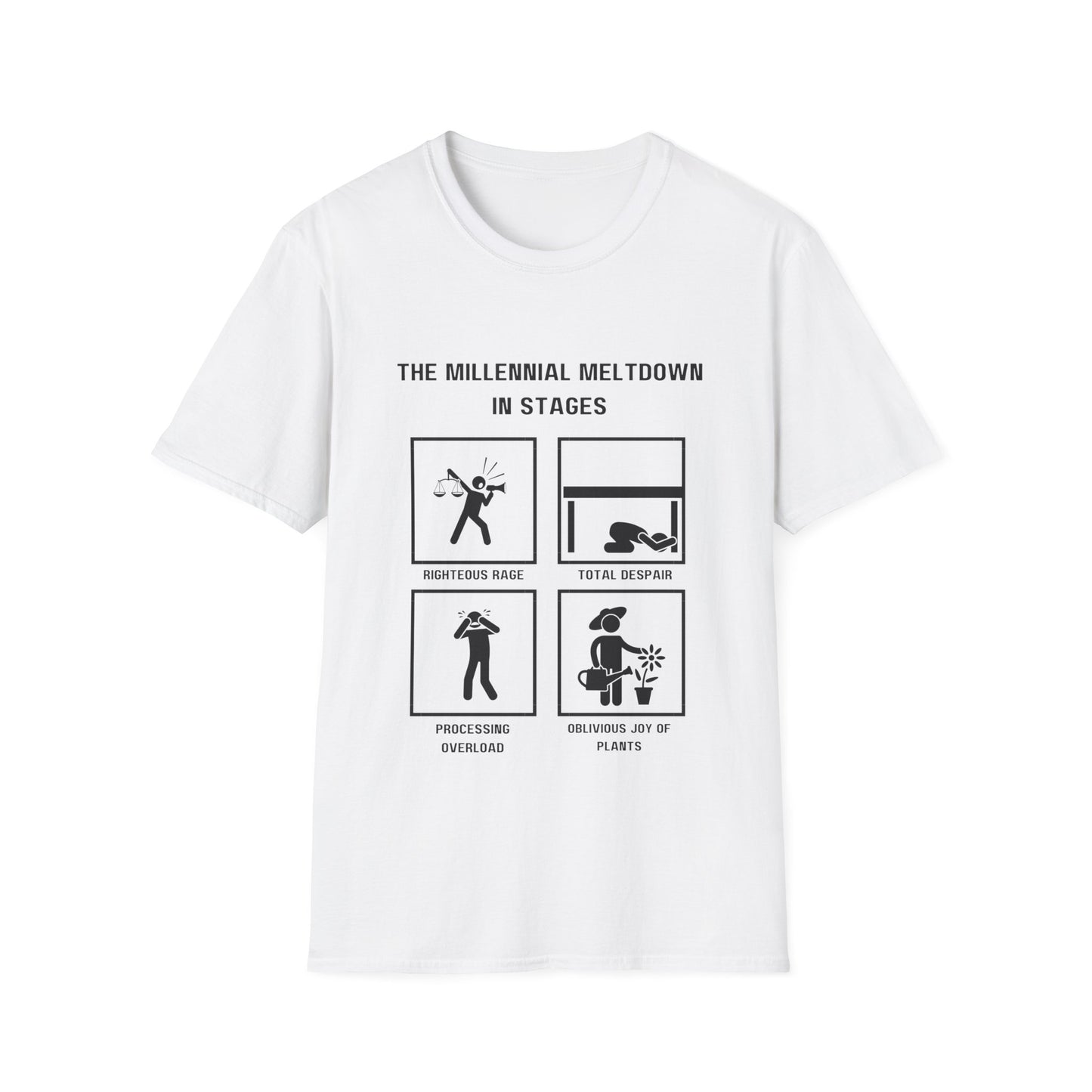 Millennial Meltdown in Stages - Funny Graphic Tee for Casual Wear