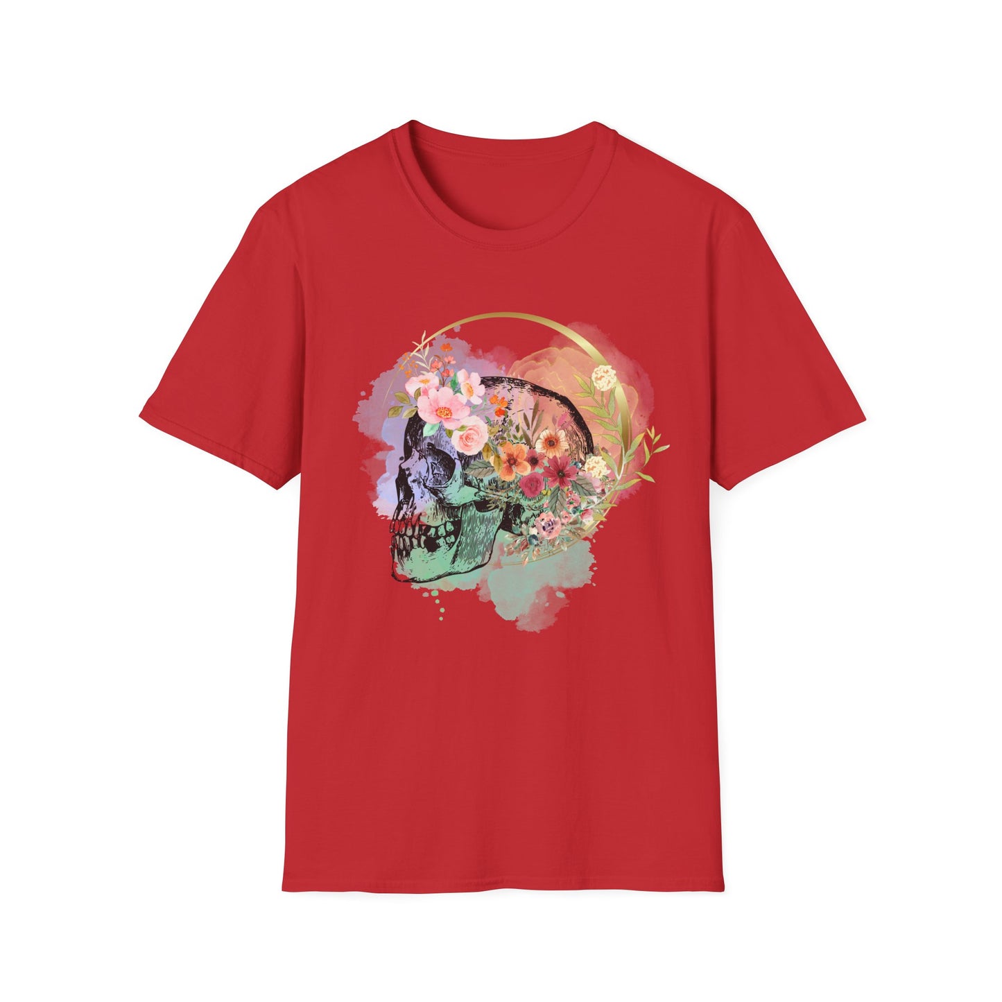 Artistic Skull with Flower Crown T-Shirt