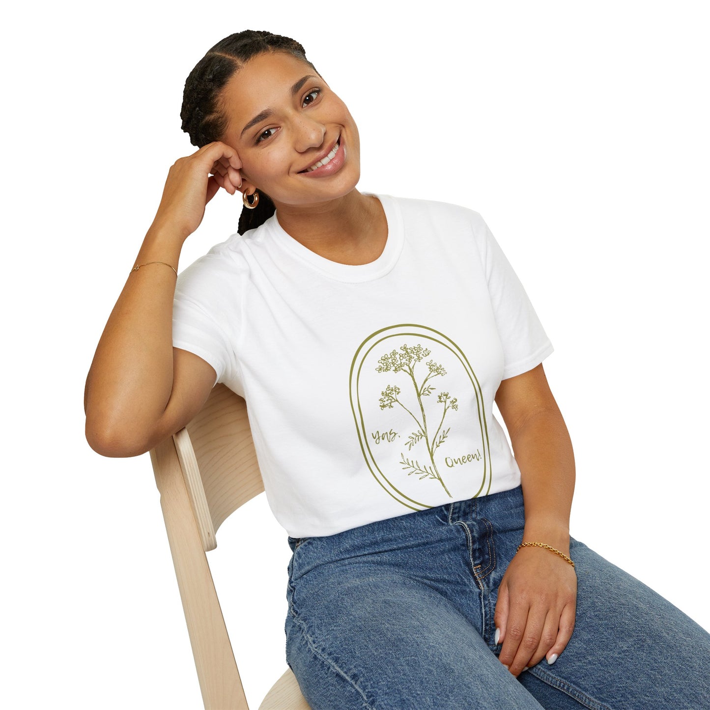 Queen Anne's Lace Unisex T-Shirt with 'Yas Queen' Text