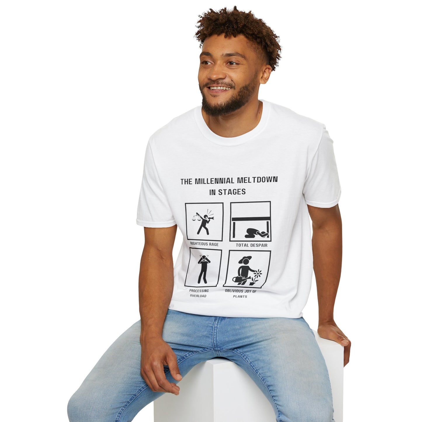 Millennial Meltdown in Stages - Funny Graphic Tee for Casual Wear