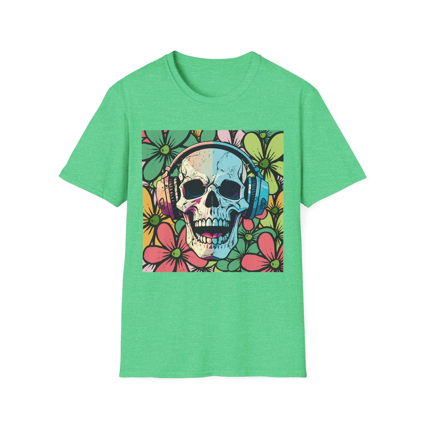 Skull of Rock Unisex T-Shirt Floral Background