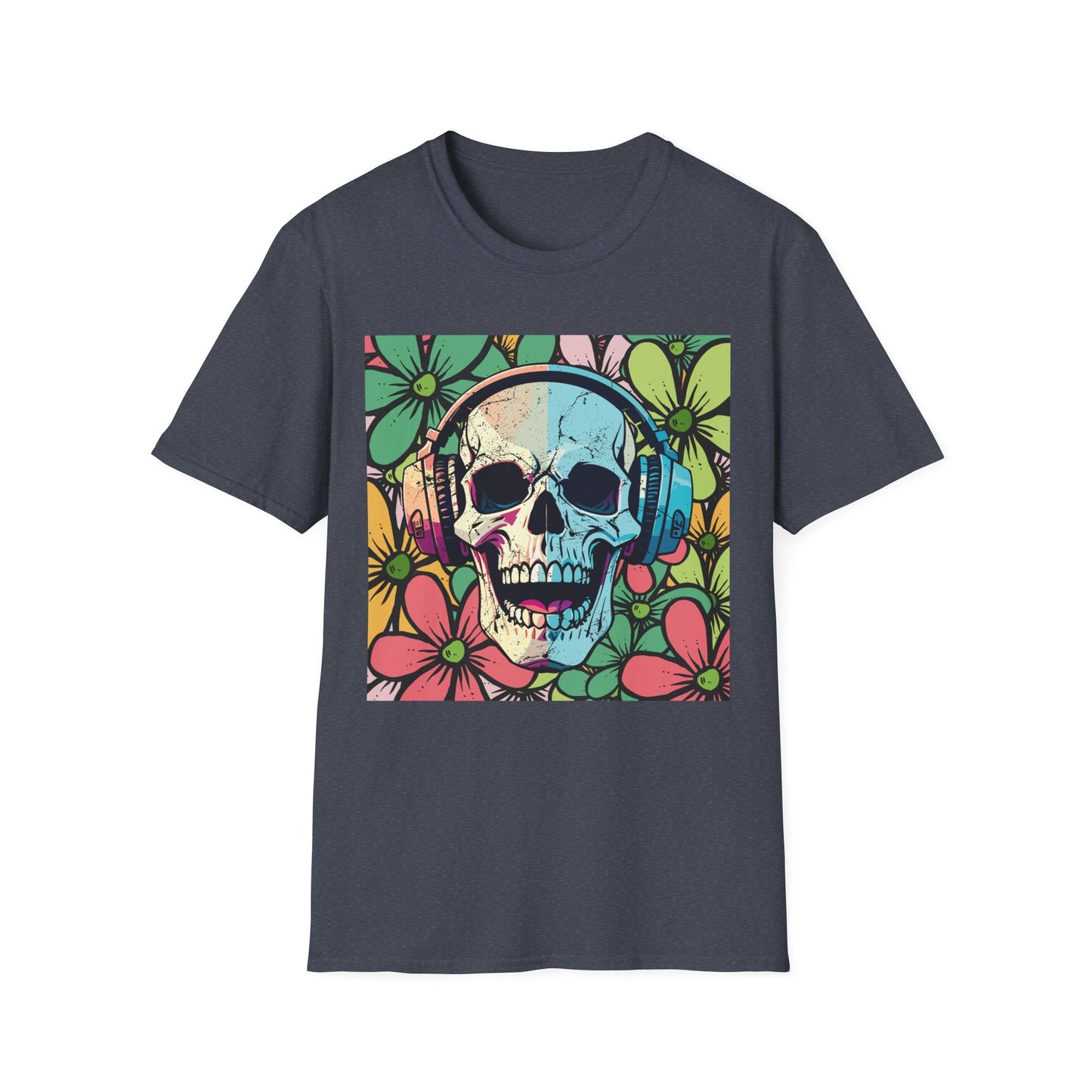 Skull of Rock Unisex T-Shirt Floral Background