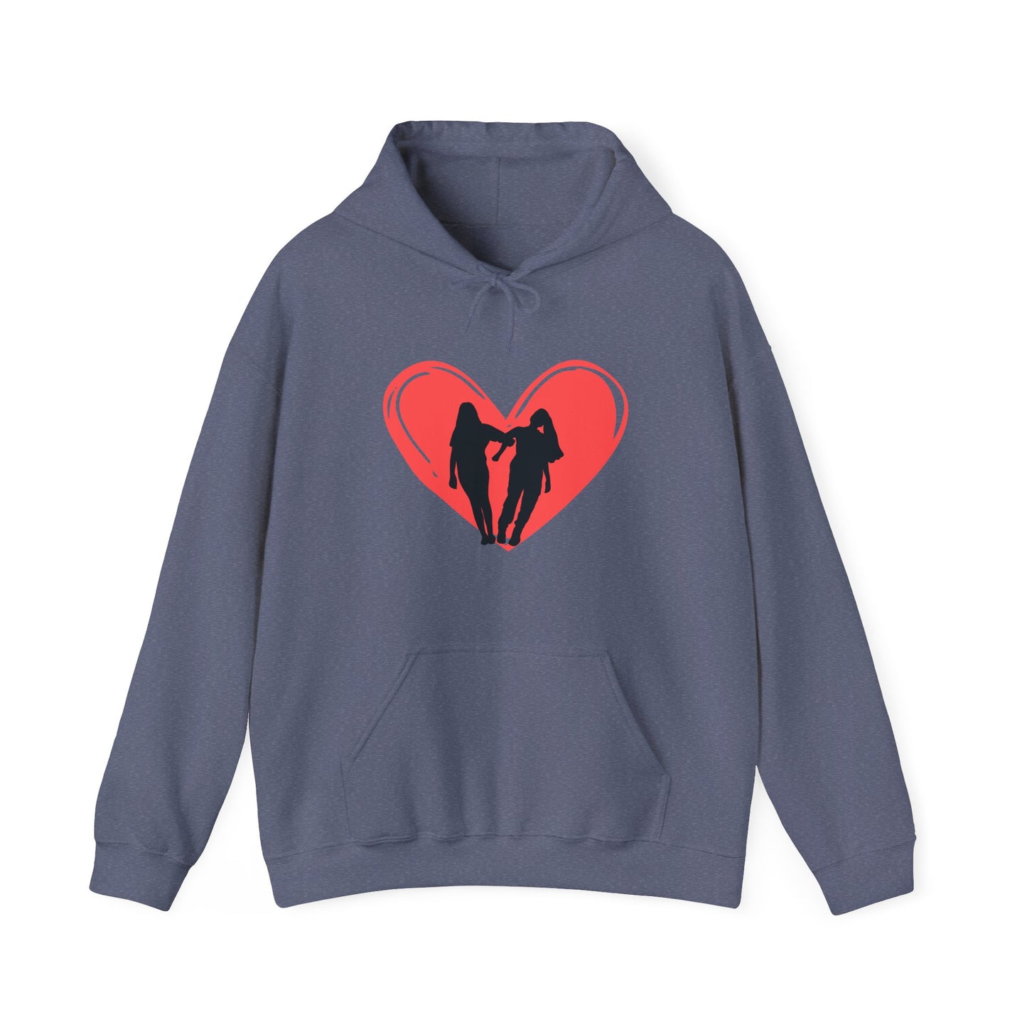 Friendship Hoodie - Unisex Heavy Blend™ Hooded Sweatshirt with Heart and Two Friends Design