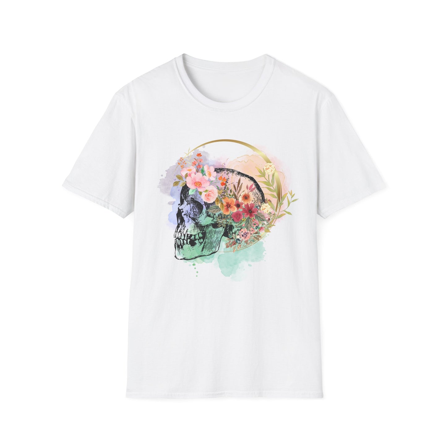 Artistic Skull with Flower Crown T-Shirt