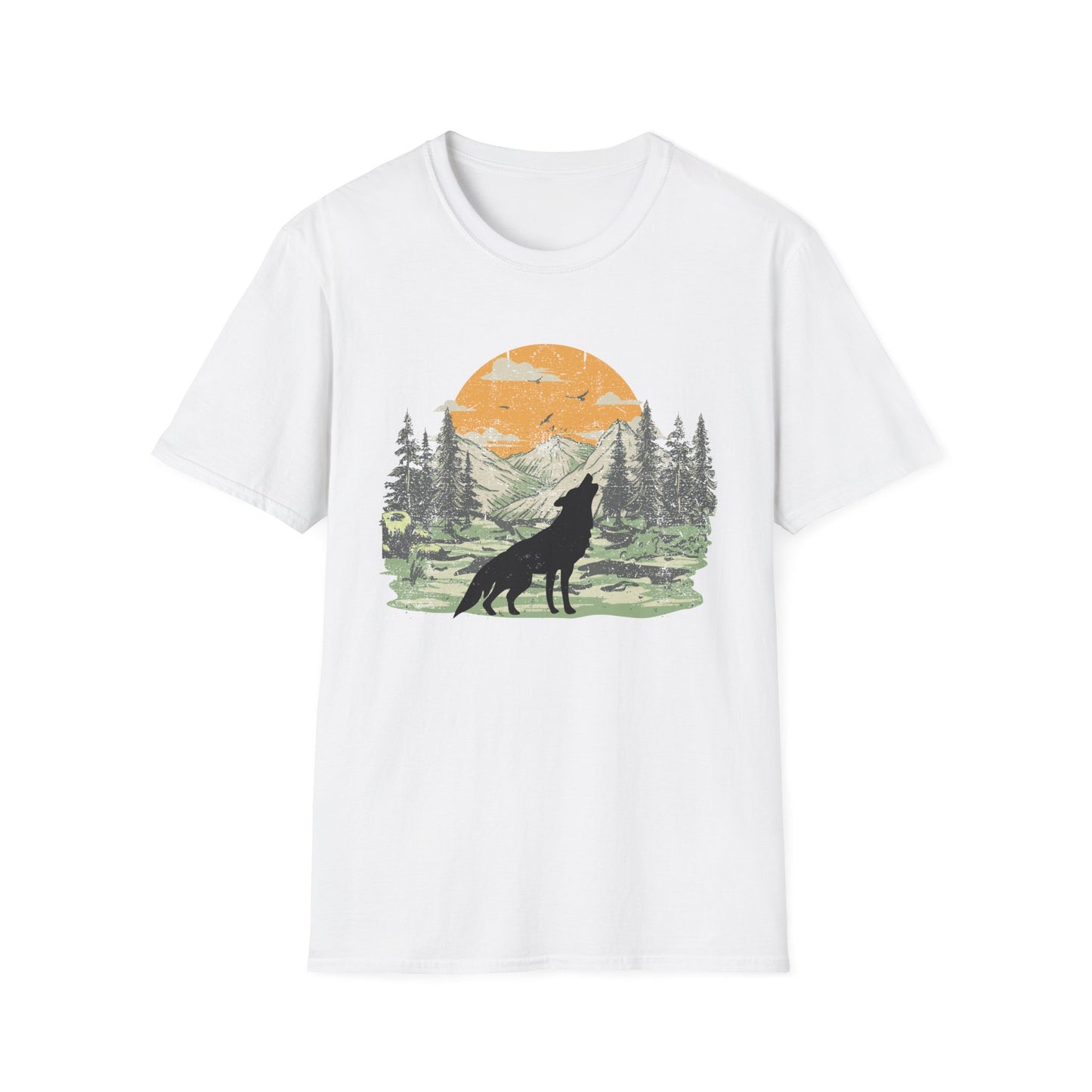 Howling Wolf at the Moon Majestic T-Shirt