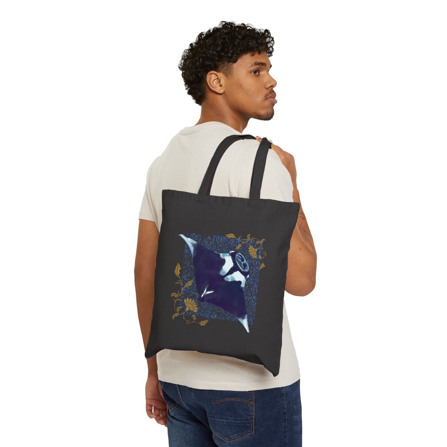 Canvas Tote Bag -  Manta Ray Design