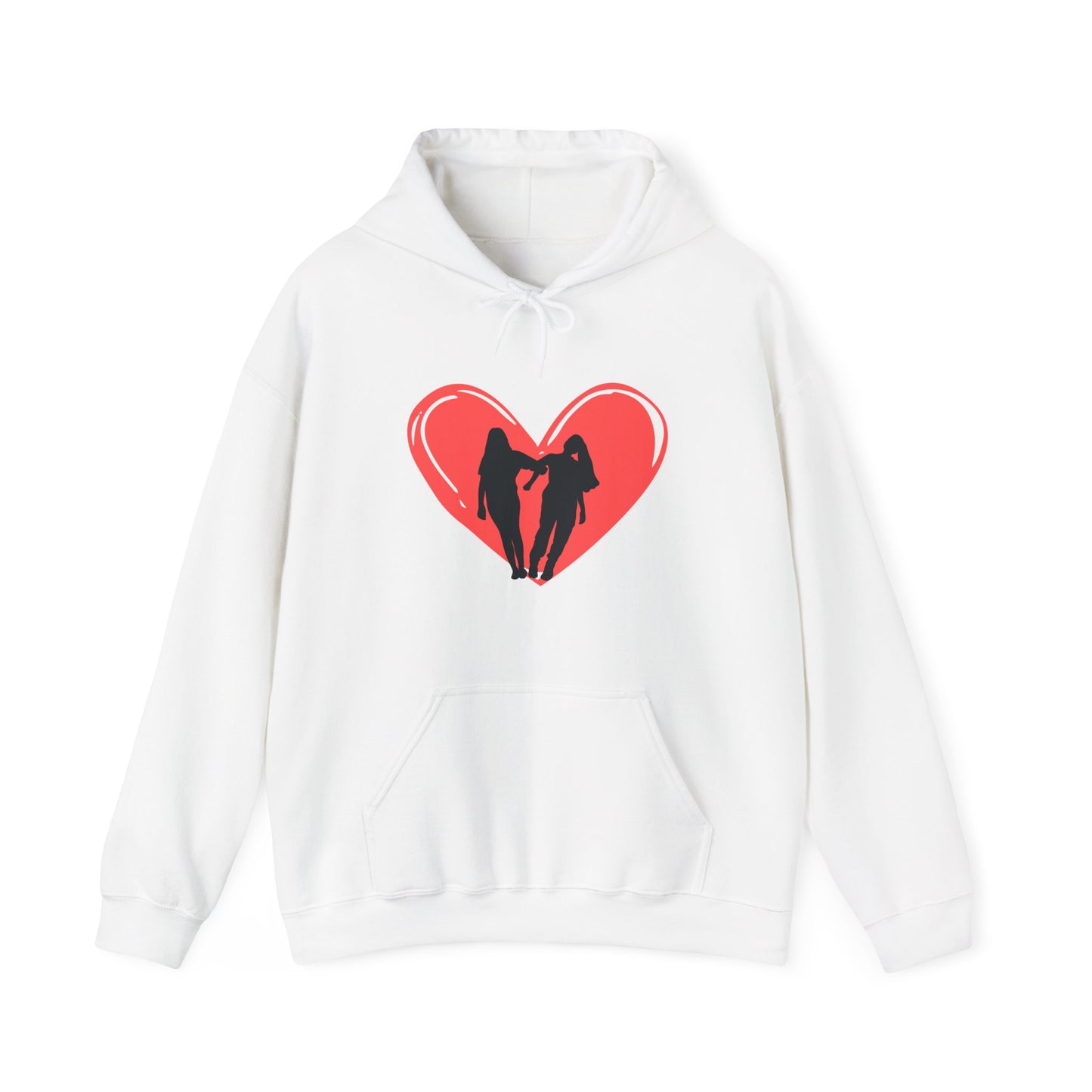 Friendship Hoodie - Unisex Heavy Blend™ Hooded Sweatshirt with Heart and Two Friends Design