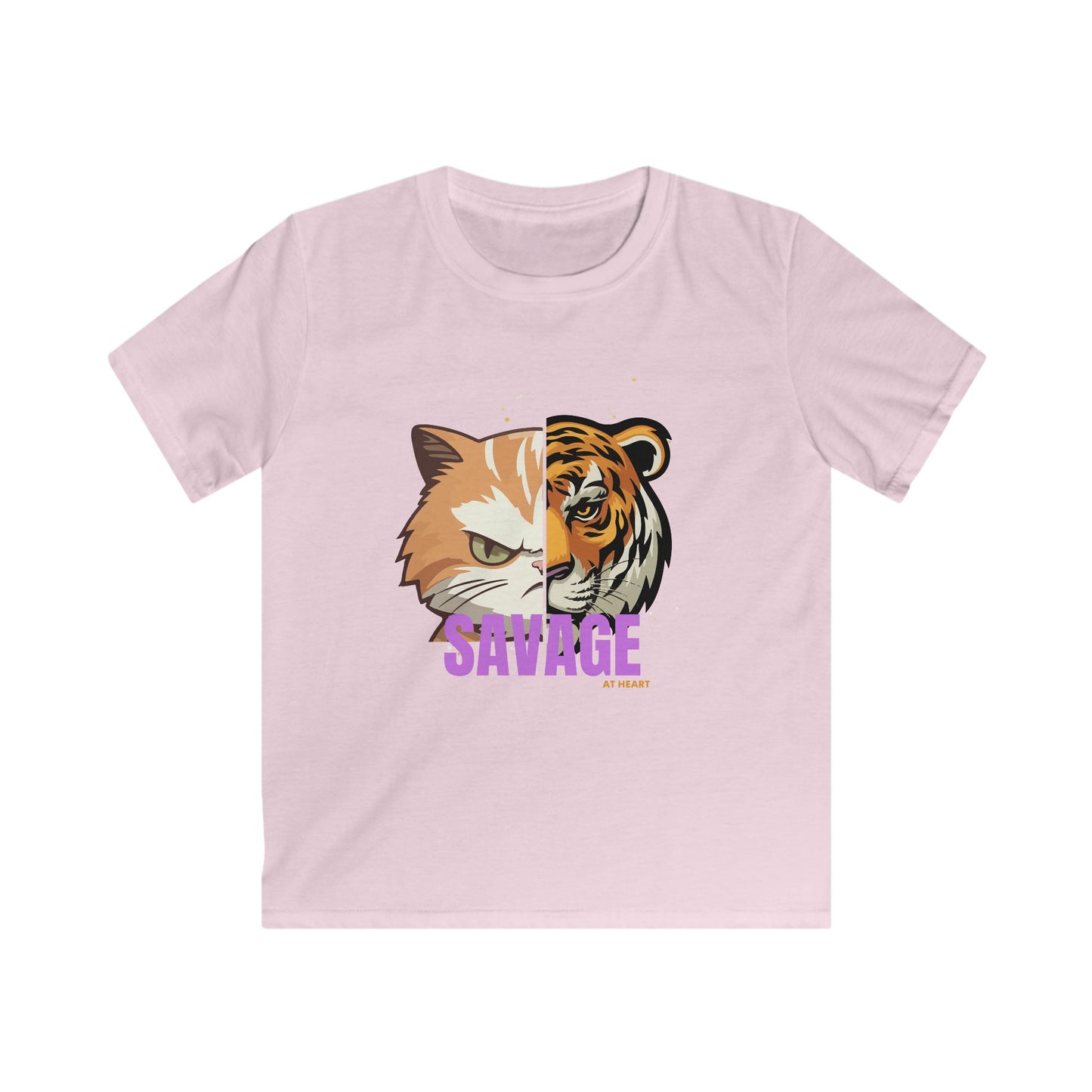 Kids Tee - Savage At Heart Tiger Kitten Split Image