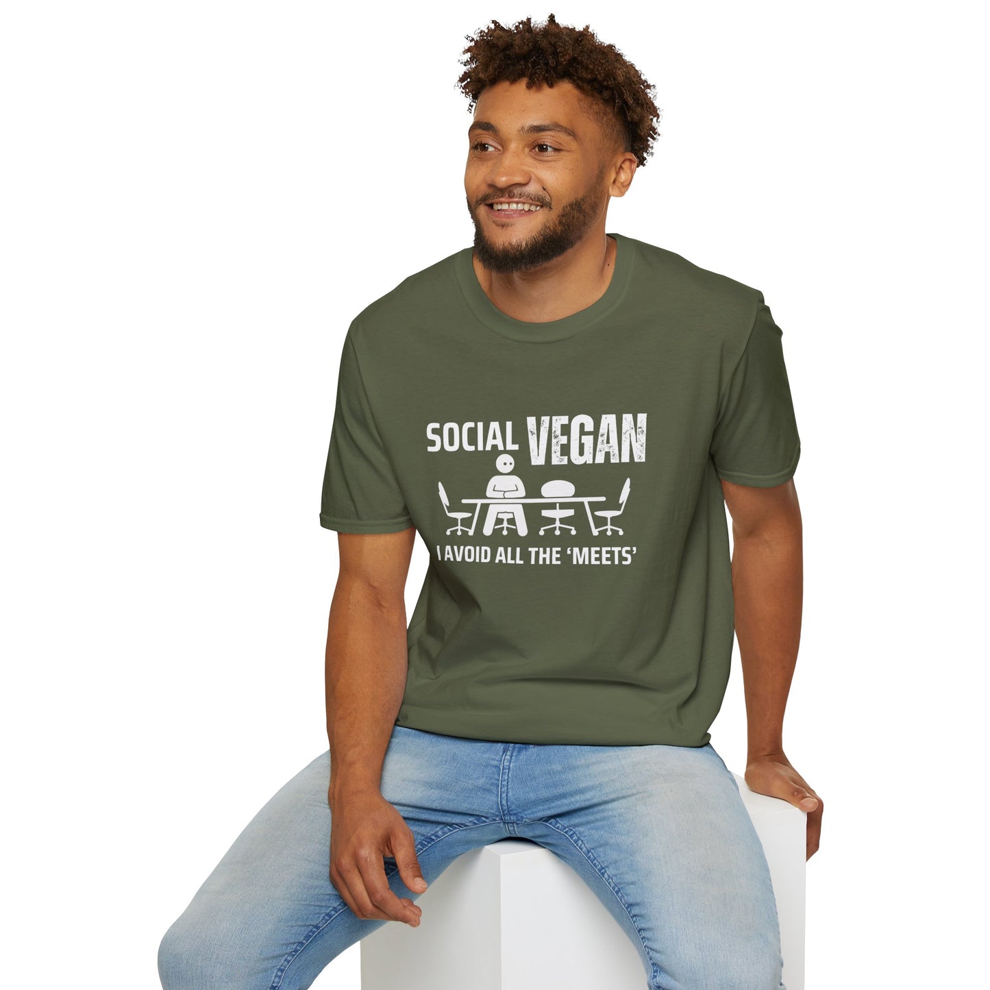 Unisex T-Shirt Social Vegan I Avoid All The Meets Design