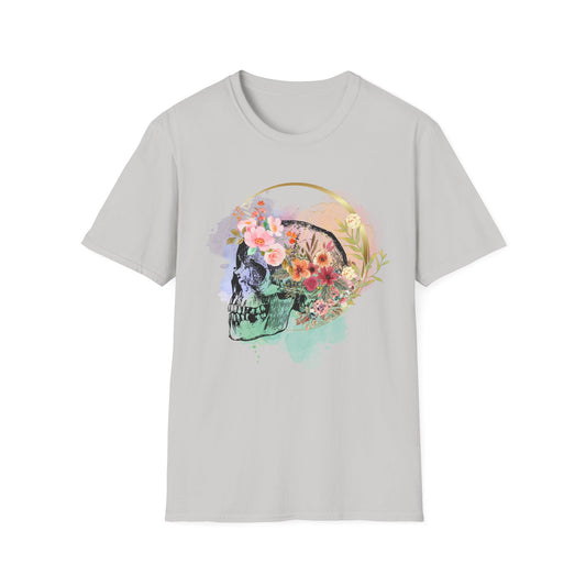 Artistic Skull with Flower Crown T-Shirt