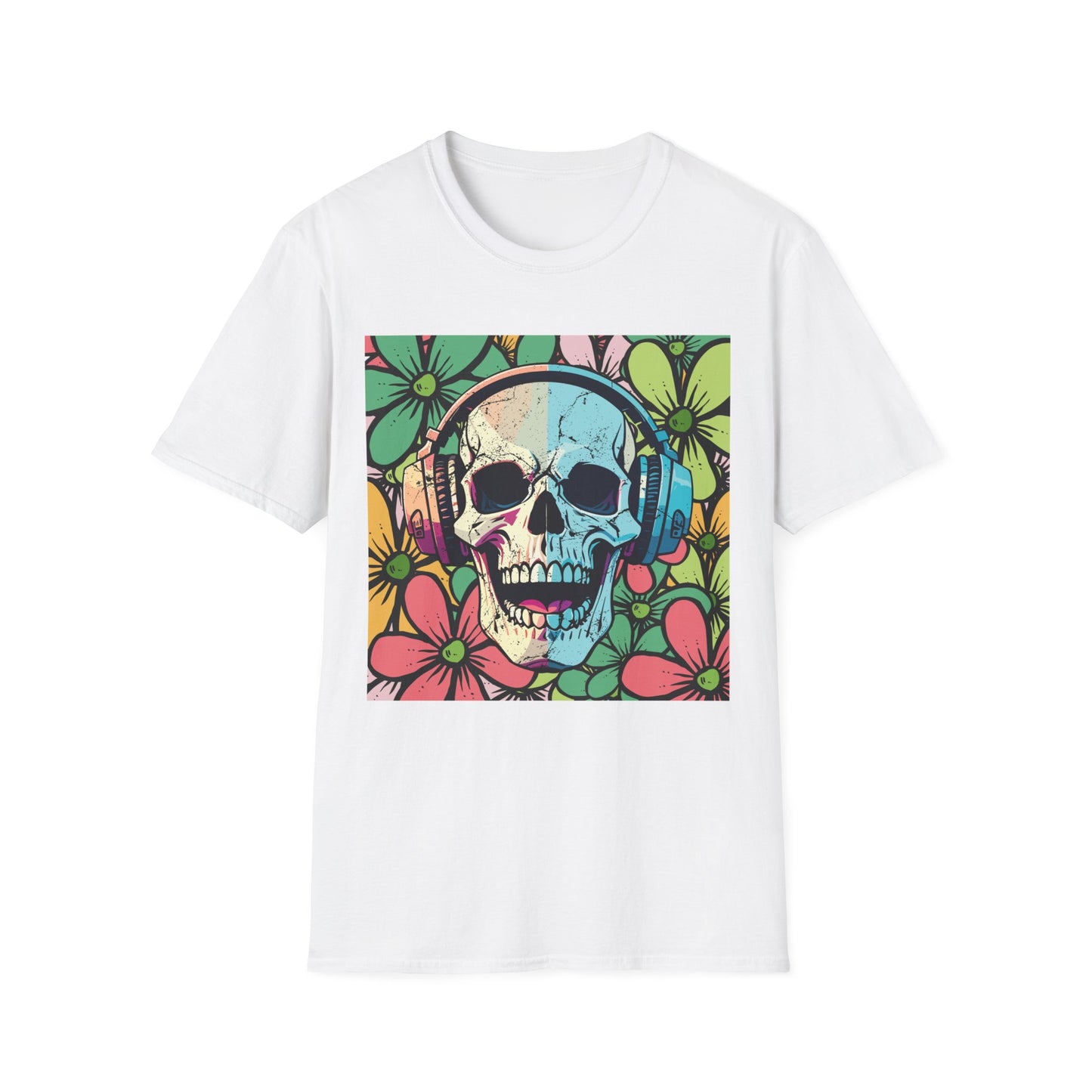 Skull of Rock Unisex T-Shirt Floral Background