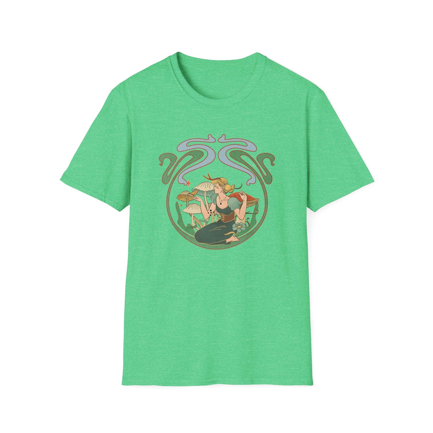 Art Nouveau Fairy and Mushrooms Whimsical T-Shirt