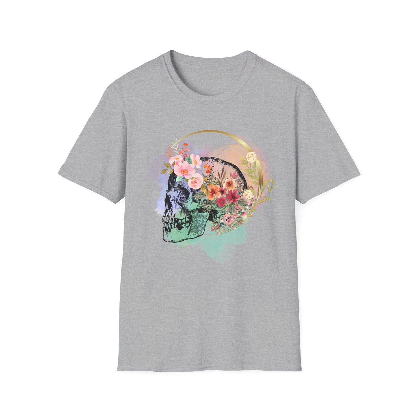 Artistic Skull with Flower Crown T-Shirt