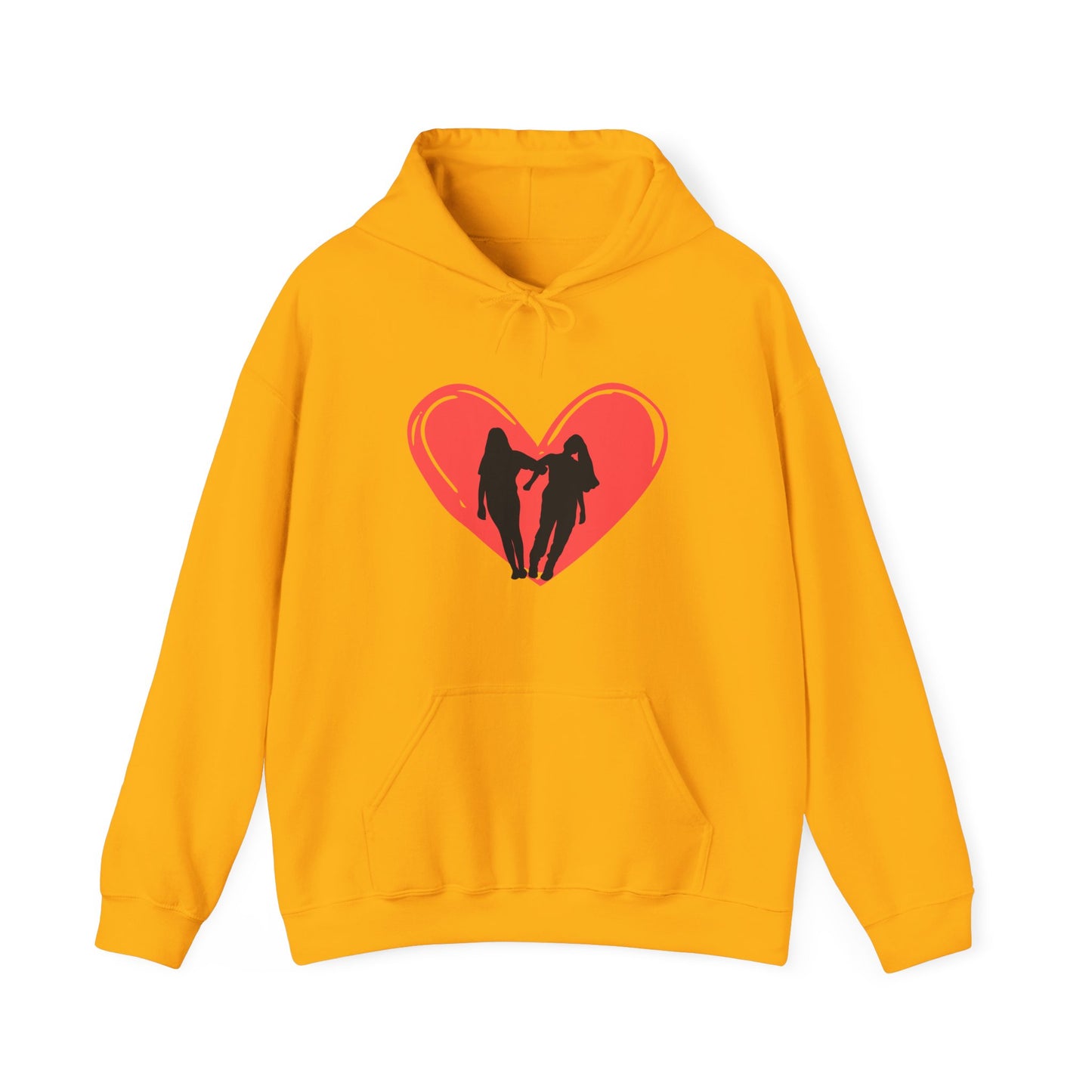 Friendship Hoodie - Unisex Heavy Blend™ Hooded Sweatshirt with Heart and Two Friends Design