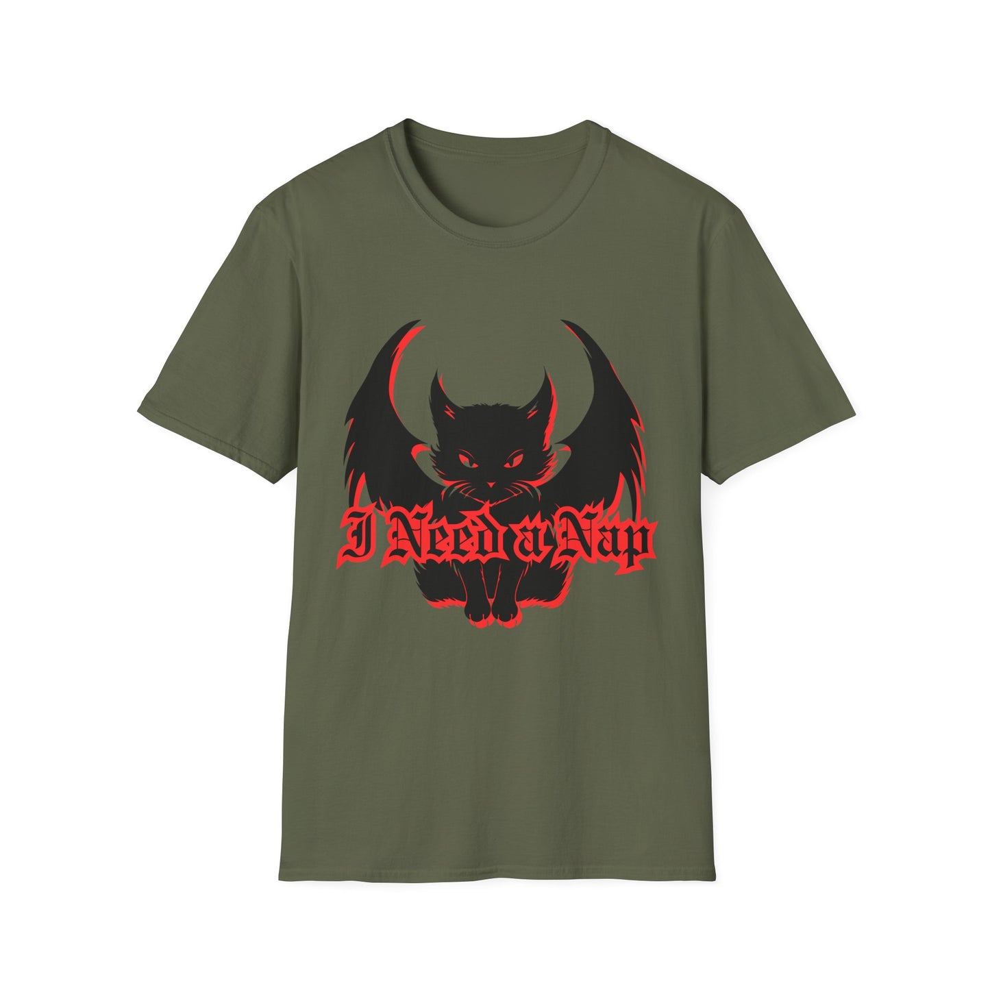 Black Cat Unisex T-Shirt - I Need A Nap Design