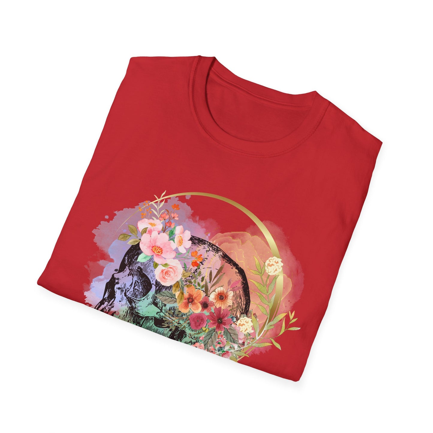 Artistic Skull with Flower Crown T-Shirt